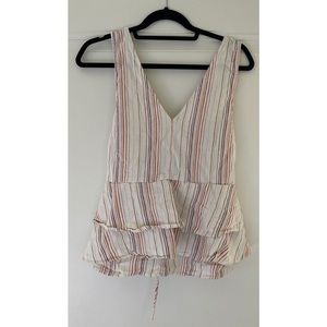 American Eagle Striped Flounce Peplum Tank